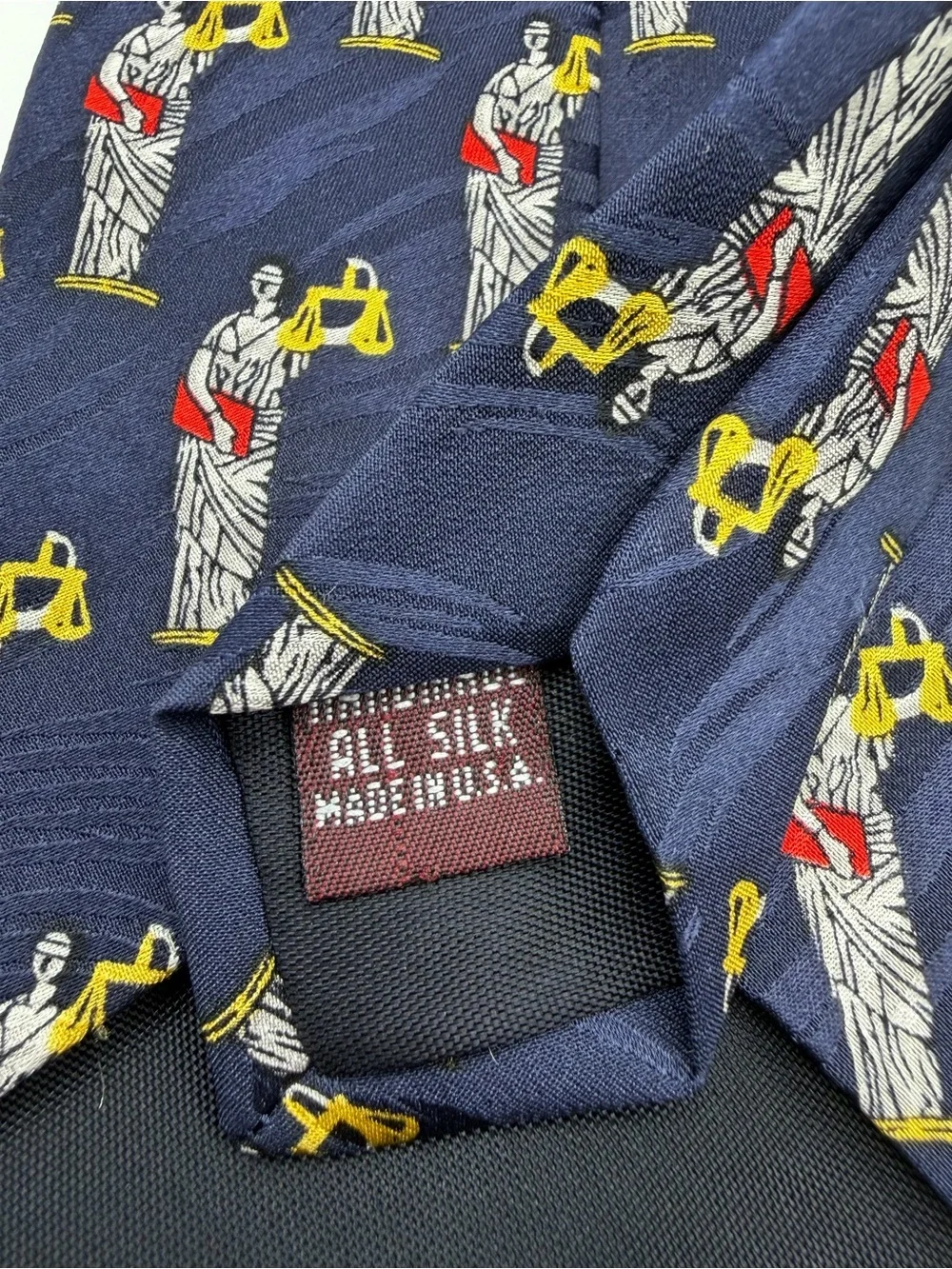 Museum Artifacts Silk Tie Lady Justice Scales Lawyer Legal Novelty USA